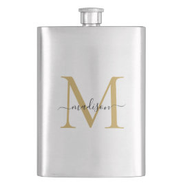 Einfache moderne Imitate Gold Monogram Girl Script Flachmann