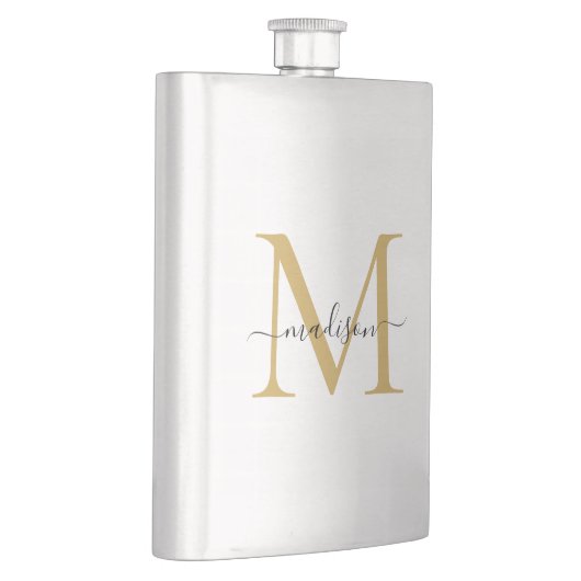 Einfache moderne Imitate Gold Monogram Girl Script Flachmann (Rechts)