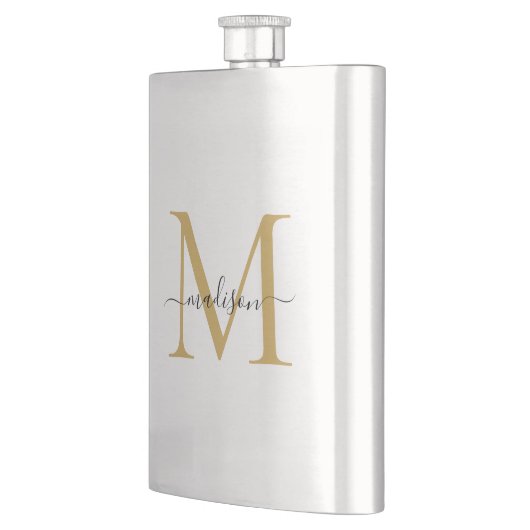 Einfache moderne Imitate Gold Monogram Girl Script Flachmann (Links)