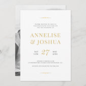 Einfache moderne Imitate Goldskript Foto Hochzeit Einladung (Vorne/Hinten)