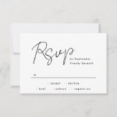 Einfache moderne Individuelle Name Schwarz-weiß Ho RSVP Karte (Vorderseite)