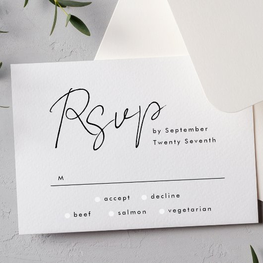 Einfache moderne Individuelle Name Schwarz-weiß Ho RSVP Karte
