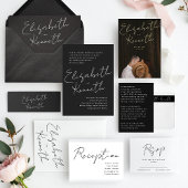 Einfache moderne Individuelle Name White Black Wed Einladung