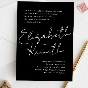 Einfache moderne Individuelle Name White Black Wed Einladung