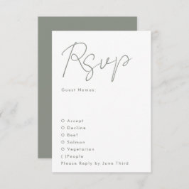 Einfache moderne Individuelle Name zeigen Grün Wei RSVP Karte