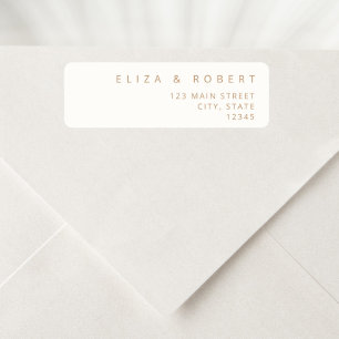 Einfache moderne Ivory Tan Wedding Rücksendeadress