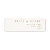Einfache moderne Ivory Tan Wedding Rücksendeadress (Vorne)
