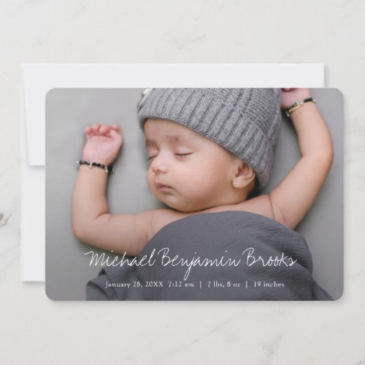 Einfache moderne Junge oder Mädchen Maßgeschneider Ankündigung (Vorderseite)