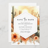 Einfache moderne Kakteen Hochzeit Save The Date (Vorne/Hinten)