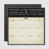 Einfache moderne Kalender Schwarz und Elfenbeinbei Magnetkarte (Vorne/Hinten)