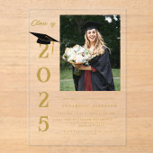 Einfache moderne Kalligrafie Foto Abschluss Acryleinladungen (Vorderseite)