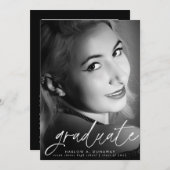 Einfache moderne Kalligrafie Foto Abschluss Ankündigung (Vorne/Hinten)