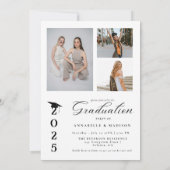 Einfache moderne Kalligrafie Foto Abschluss Einladung (Rückseite)