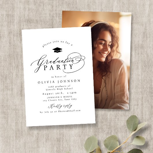 Einfache moderne Kalligrafie Foto Abschluss Einladung