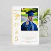 Einfache moderne Kalligrafie Foto Abschluss Folieneinladung (Stehend vorne)