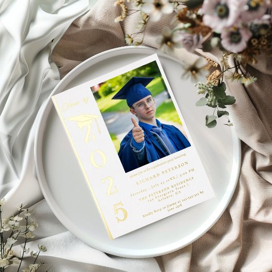 Einfache moderne Kalligrafie Foto Abschluss Folieneinladung