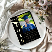 Einfache moderne Kalligrafie Foto Abschluss Folieneinladung