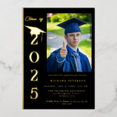 Einfache moderne Kalligrafie Foto Abschluss Folieneinladung (Vorderseite)