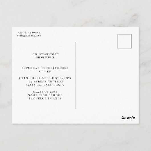 Einfache moderne Kalligrafie Foto Abschluss Postkarte (Rückseite)