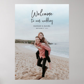 Einfache moderne Kalligrafie Foto Hochzeitsbegrüßu Poster