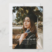 Einfache moderne Kalligrafie Foto Schwarzer Abschl Einladung (Vorderseite)