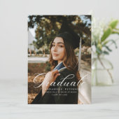 Einfache moderne Kalligrafie Foto Schwarzer Abschl Einladung (Stehend Vorderseite)