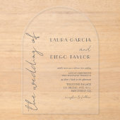 Einfache moderne Kalligrafie-Hochzeit Acryleinladungen (Vorderseite)