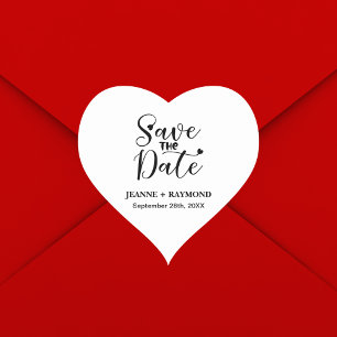 Einfache moderne Kalligrafie Hochzeit "Save the Da Herz-Aufkleber