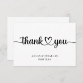 Einfache moderne Kalligrafie mit Herz Dankeskarte (Vorne/Hinten)