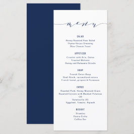 Einfache moderne Kalligrafie Navy Blue Menu Menükarte