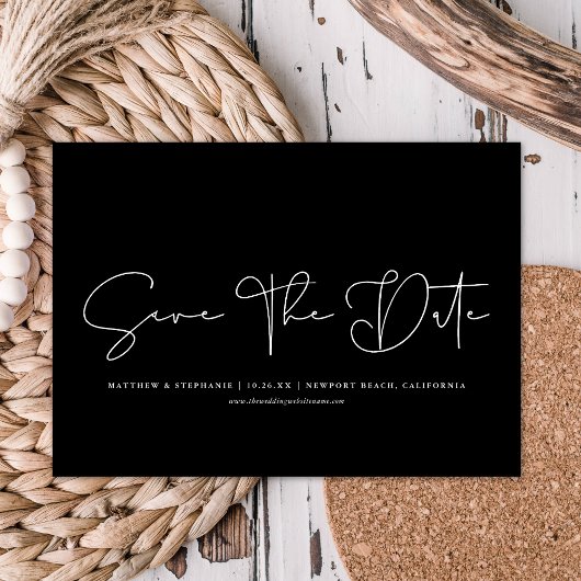 Einfache moderne Kalligrafie ohne Foto Save the Da Einladung