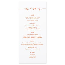Einfache moderne Kalligrafie Orange Menu