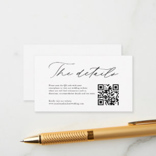 Einfache moderne Kalligrafie QR Code Hochzeitdetai Begleitkarte
