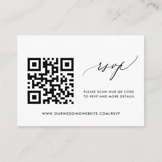 Einfache moderne Kalligrafie - RSVP QR Code Begleitkarte (Vorderseite)