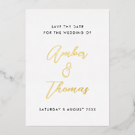 Einfache moderne Kalligrafie Save the Date Real Go Folieneinladung