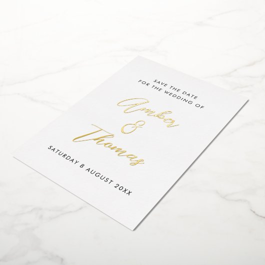 Einfache moderne Kalligrafie Save the Date Real Go Folieneinladung (Gedreht)