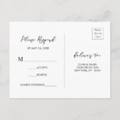 Einfache moderne Kalligrafie Schwarz-weiß Wedding Einladungspostkarte (Rückseite)