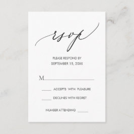 Einfache moderne Kalligrafie Schwarz-weiß Wedding  RSVP Karte