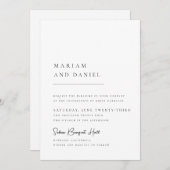 Einfache moderne Kalligrafie Script White Wedding Einladung (Vorne/Hinten)