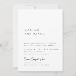 Einfache moderne Kalligrafie Script White Wedding Einladung