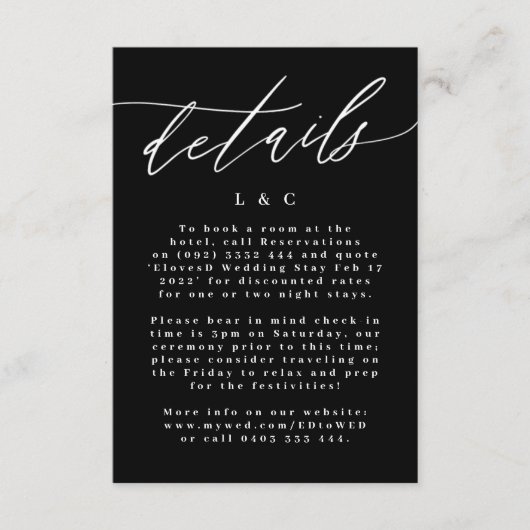 Einfache moderne Kalligrafie Weiß und Schwarz Hoch RSVP Karte (Vorderseite)