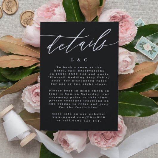 Einfache moderne Kalligrafie Weiß und Schwarz Hoch RSVP Karte