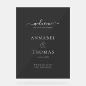 Einfache moderne Kalligrafie "Welcome" Hochzeit Acrylschild (Vorderseite)