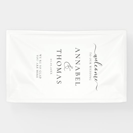 Einfache moderne Kalligrafie "Welcome" Hochzeit Banner (Horizontal)