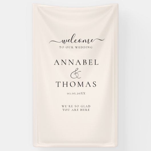 Einfache moderne Kalligrafie "Welcome" Hochzeit Banner (Vertikal)