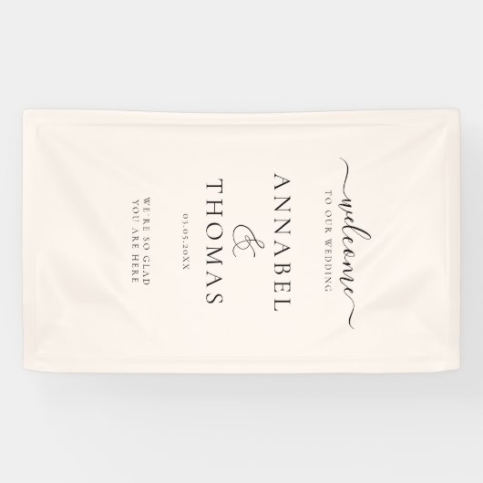 Einfache moderne Kalligrafie "Welcome" Hochzeit Banner (Horizontal)
