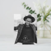 Einfache moderne Kalligraphie Foto Grad Initialen Postkarte (Stehend Vorderseite)