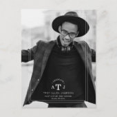 Einfache moderne Kalligraphie Foto Grad Initialen Postkarte (Vorderseite)