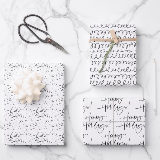 Einfache moderne Kalligraphie - Holiday Wrapping S Geschenkpapier Set (Vorderseite)