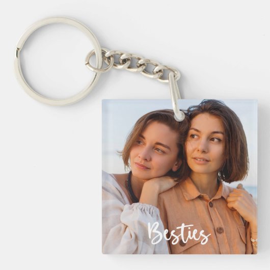 Einfache moderne kalligraphische Besties 2-Foto Schlüsselanhänger (Vorderseite)